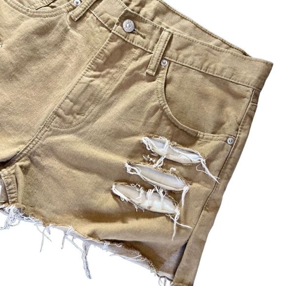 Levi’s 508 cut off distressed ripped denim jean shorts tan size 32 - Picture 7 of 15